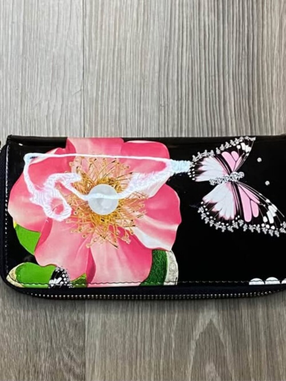 Butterflies and Pearls La Miel Wristlet Wallet